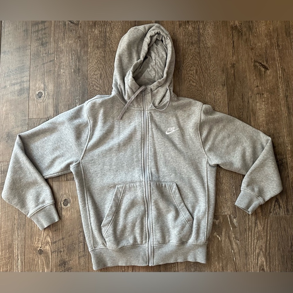 Nike Heather Gray Fleece-Lined Full Zip Hoodie